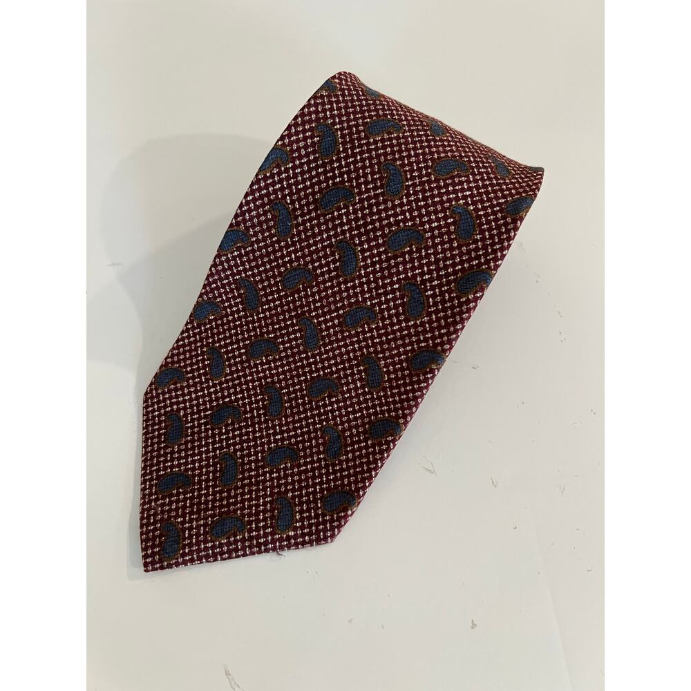 Embassy Row Men's Silk Neck Tie Hand Sewn Made in USA Brown Blue Paisley JL
